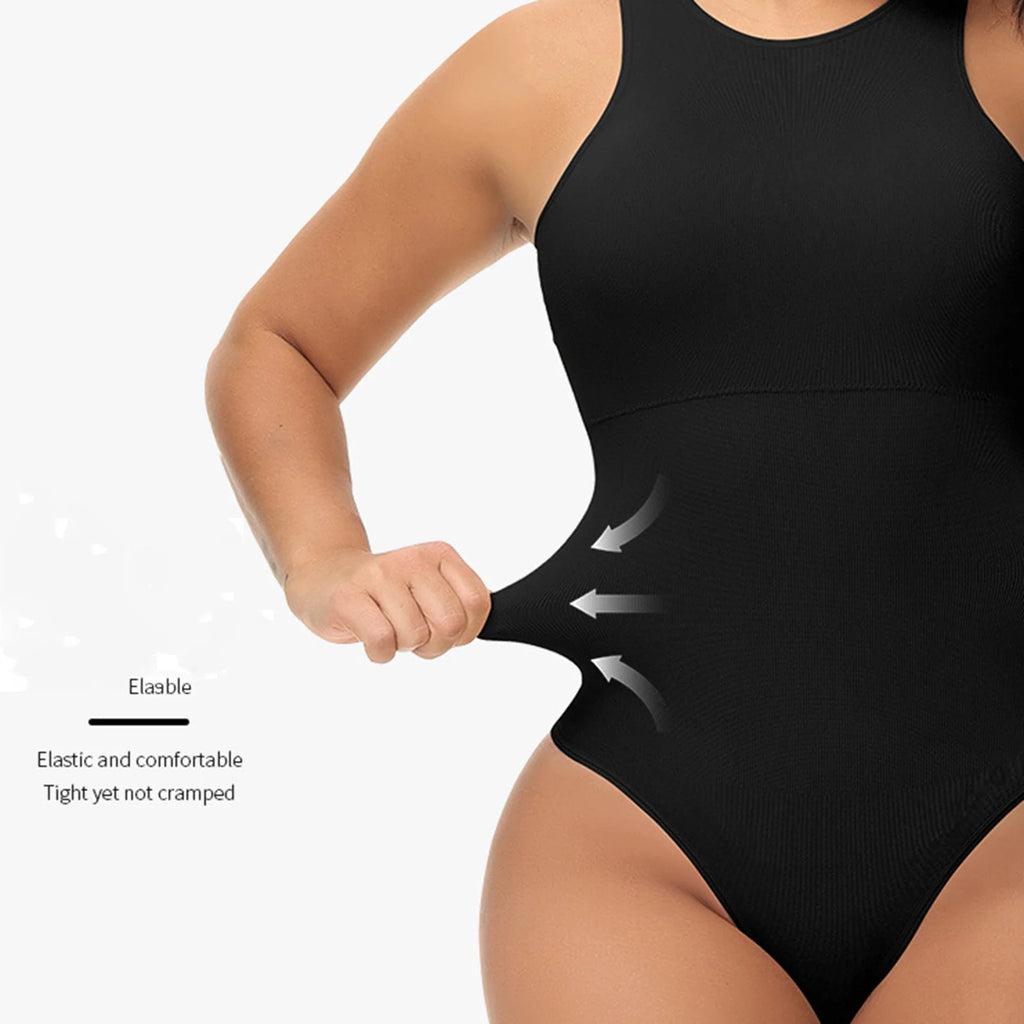 Womens Shapewear Bodysuit, Crew Neck High Compression Seamless Tight Fit Tummy Control Comfortable Jumpsuit Black XL